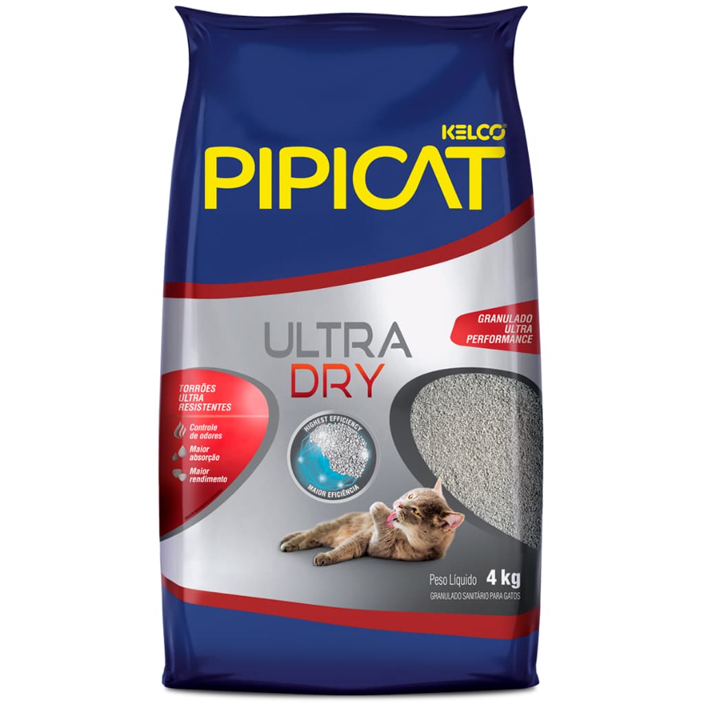 Areia Higiênica Sanitária Kelco Pipicat Ultra Dry 4kg