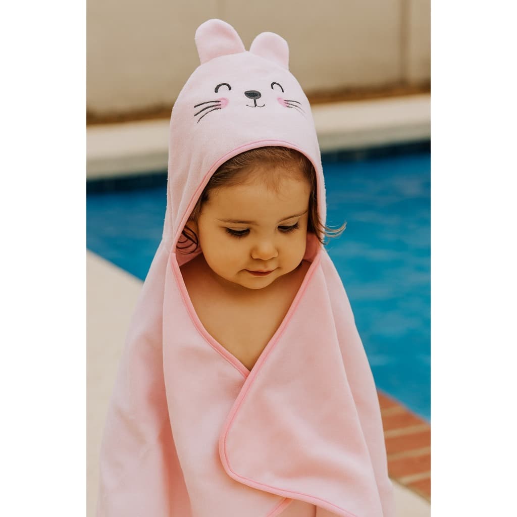 Toalha de Banho para Bebe Forrada Com Capuz Bordado Coloridas 100% Algodão Menina Menino