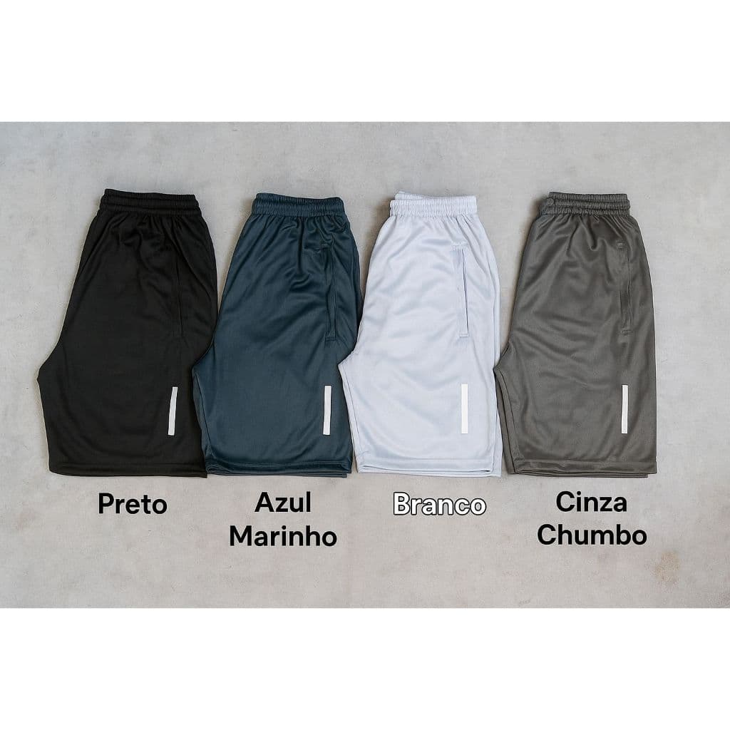 Kit 4 Shorts Bermuda Dry Fit Esportiva Treino Com Zíper no Bolso