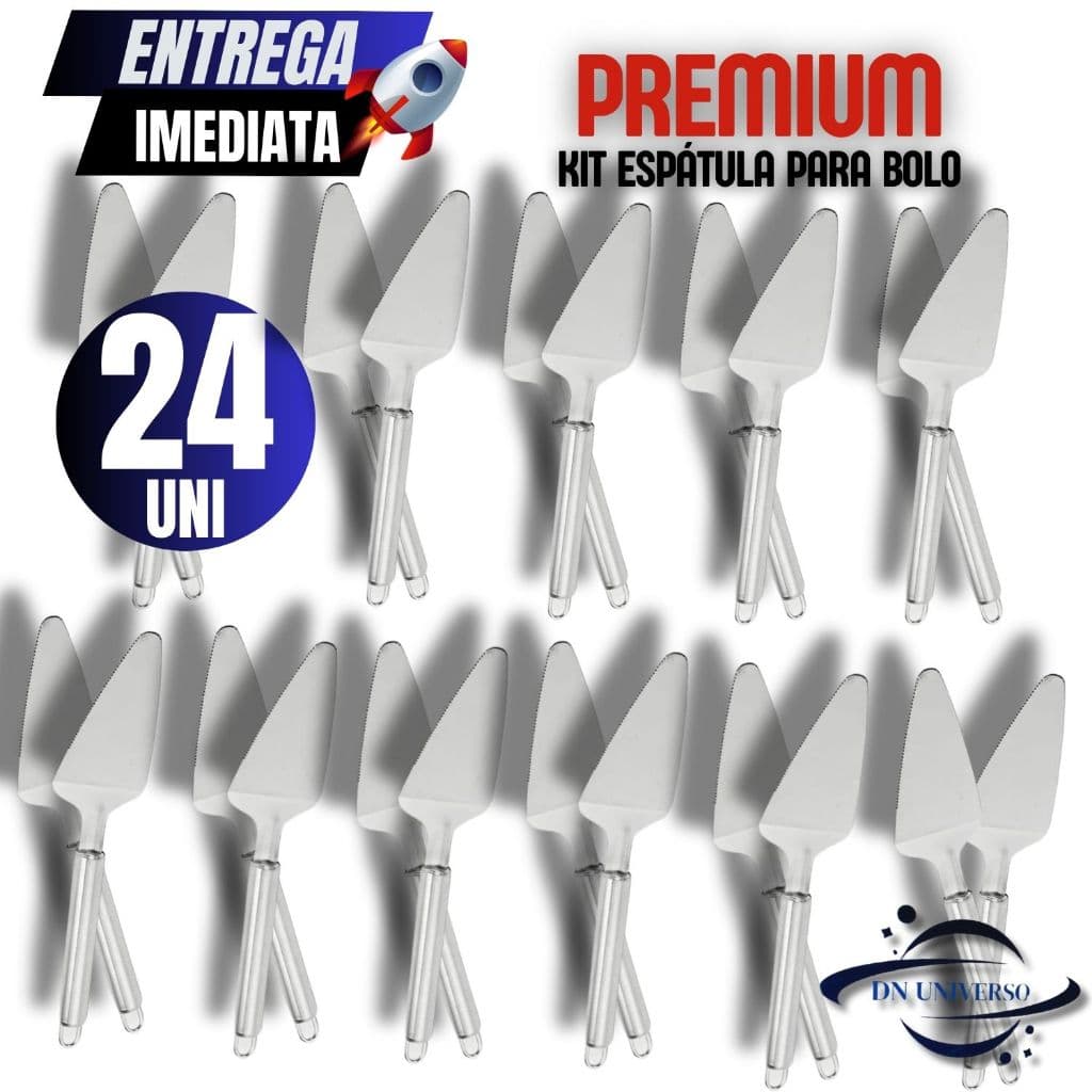 Conjunto Jogo Kit 24 Peças Espátula para Cortar Bolo Torta e Pães de Aço Inox Variáveis Utilidades