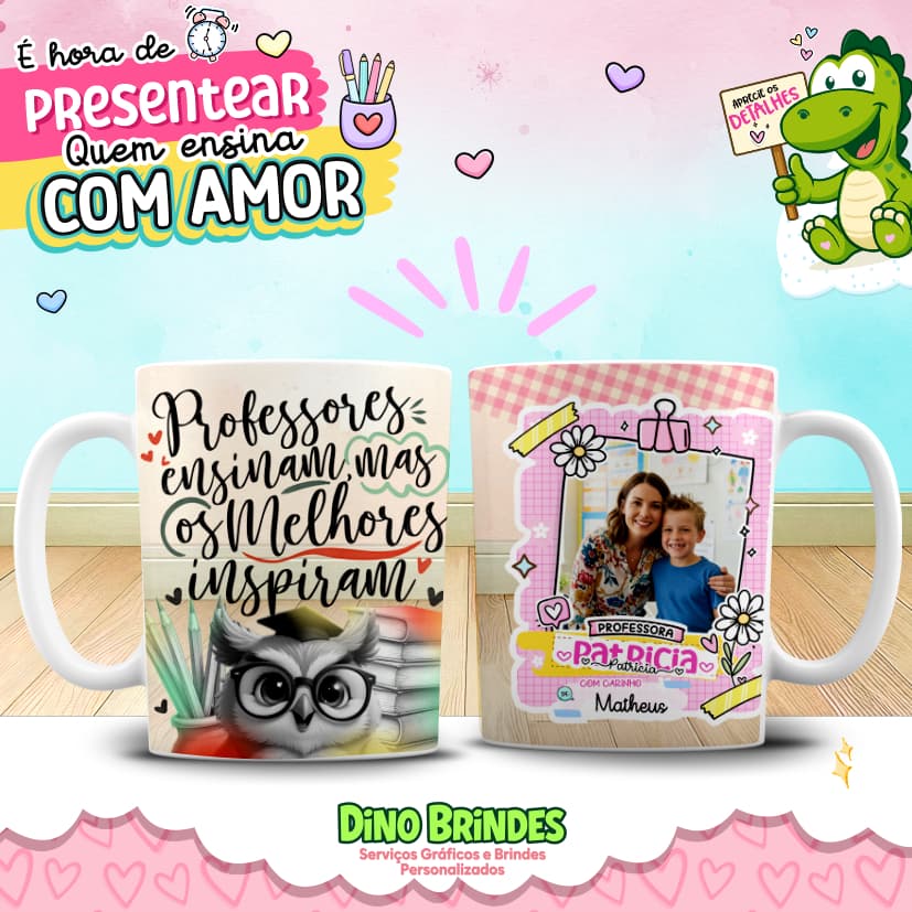 ✏️📸 Personalize com Foto e Nomes! Caneca Dia dos Professores 🥰
