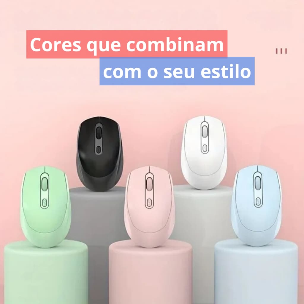 Mouse Sem Fio Click Macio Silencioso 3 Modos de Conectar Bluetooth USB Recarregável - Tablet PC Note