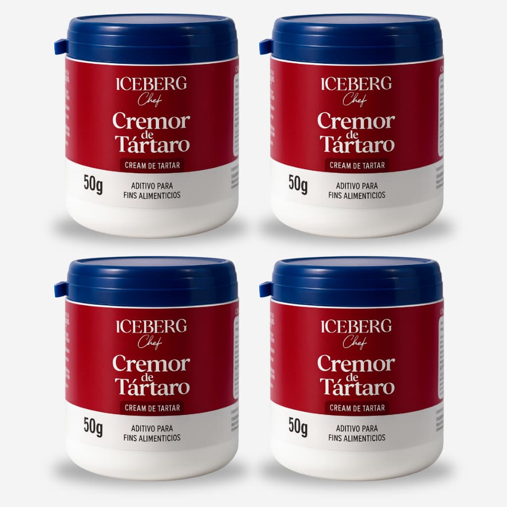 Kit Cremor de Tártaro Iceberg 50g Estabilizante Natural Sem Glúten Para Claras e Doces