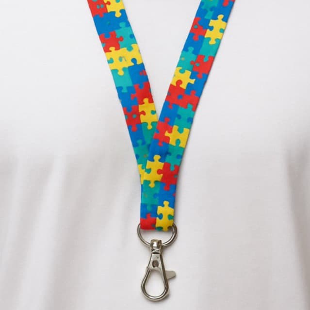 Cordão Identificação Autismo para Pescoço com Fecho