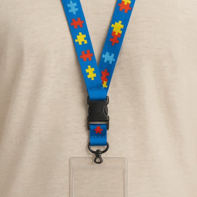 kit Cordão Dupla face Com Cracha Autismo  de Identificação Autista