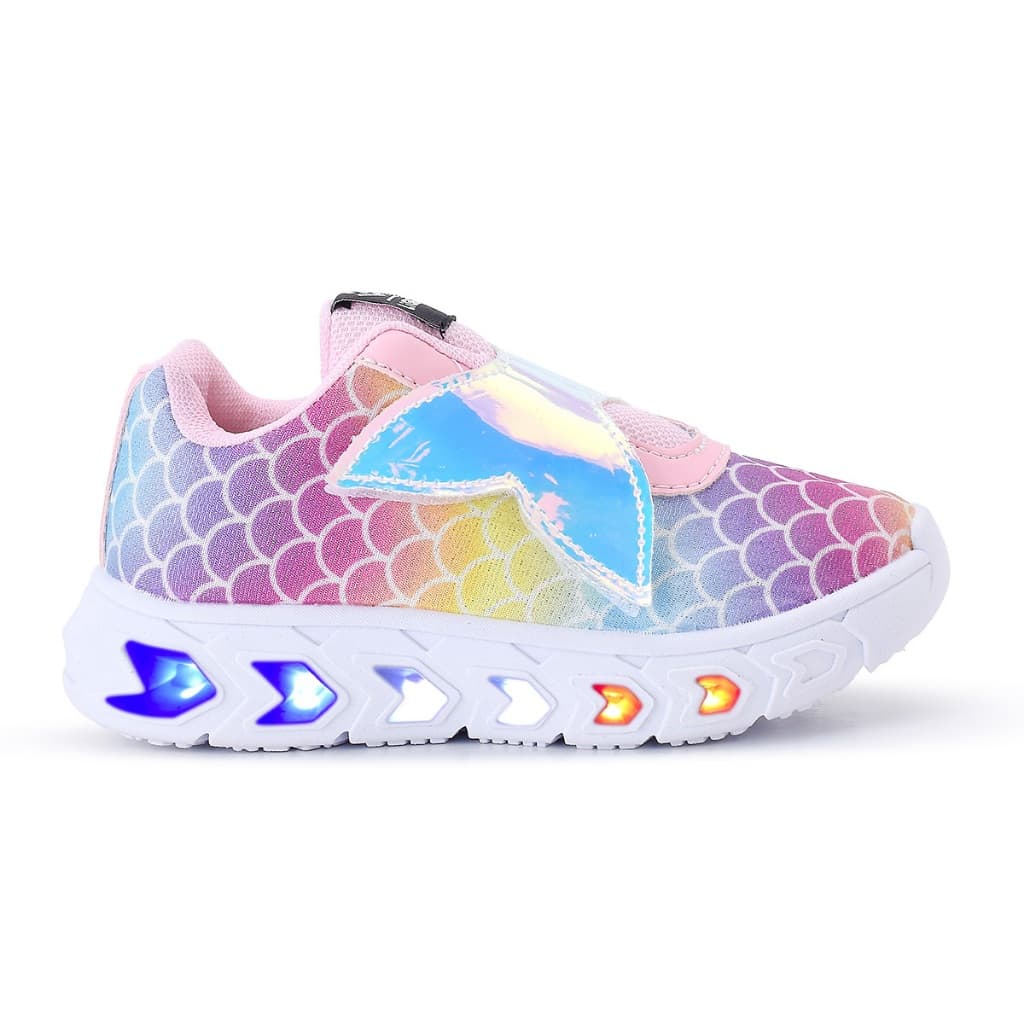 Tenis Feminino Infantil Sereia Glitter De Led Meninas Cano Alto com Luzinha Linkito