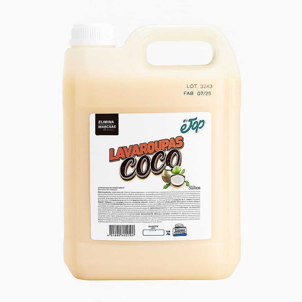 Sabão Líquido de Coco 5 Litros Lava Roupas para Peças Delicadas e Uso Diário