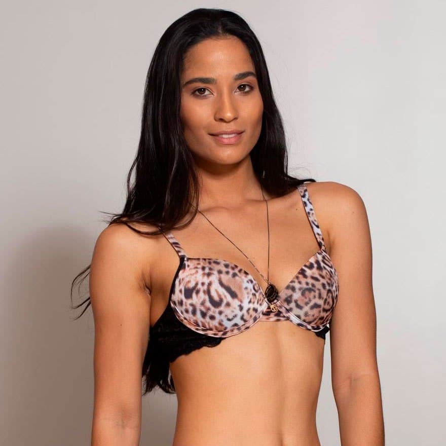 Sutia com Bojo Push Up Estruturado em Microfibra Estampado
