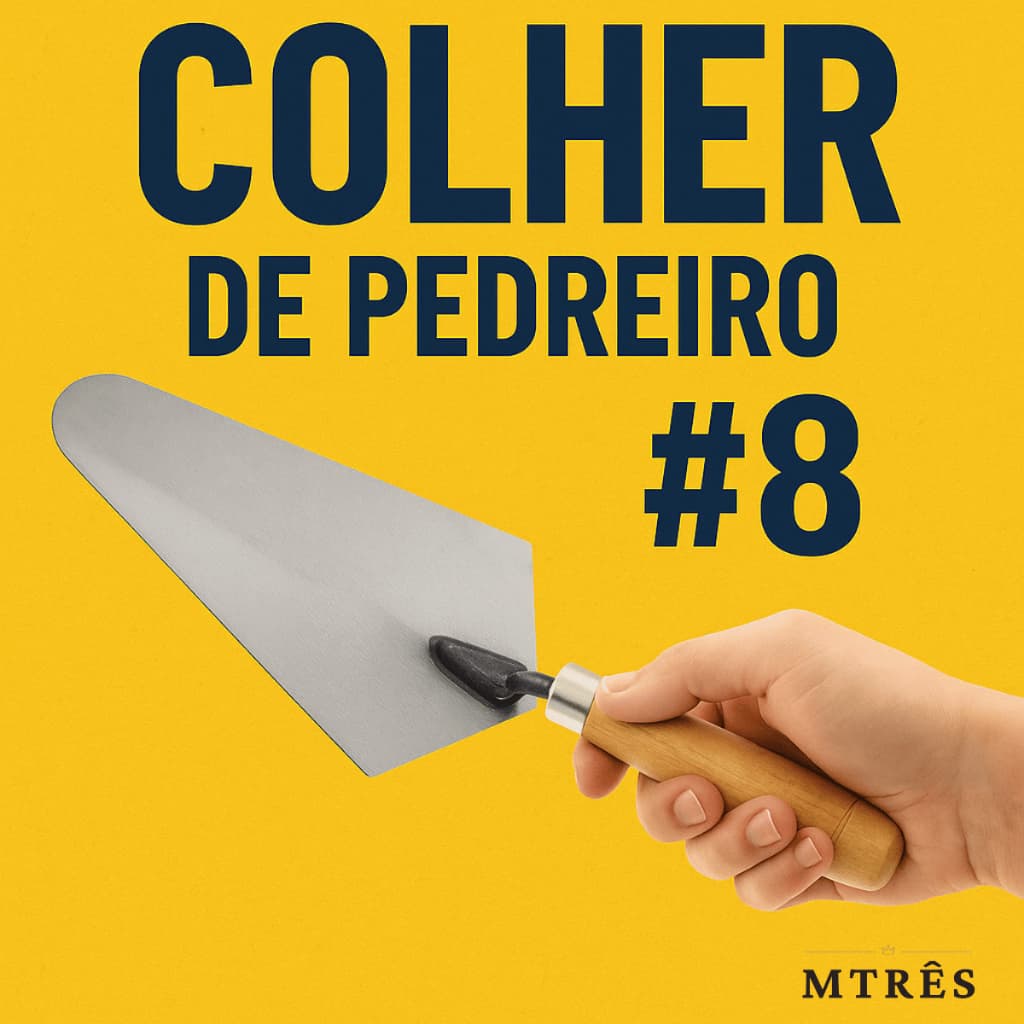 Colher De Pedreiro Reta 8 Cabo de Madeira Qualidade Premium