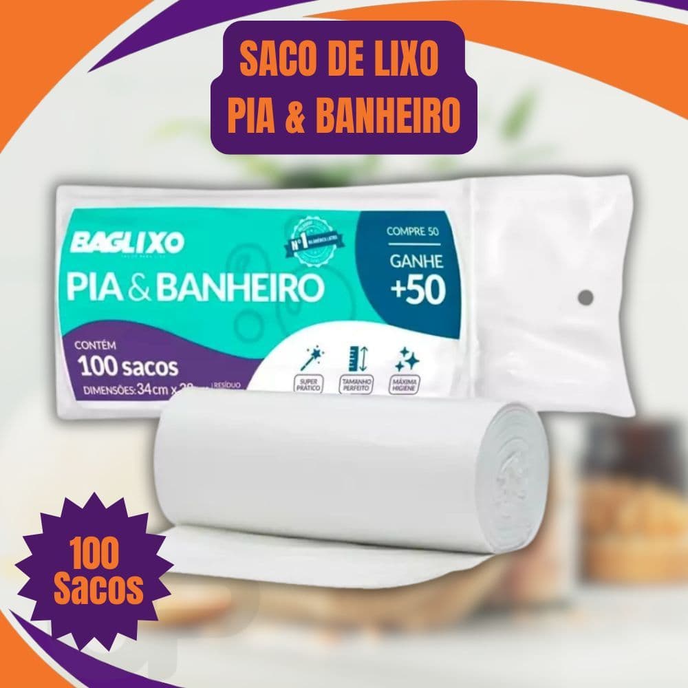 Saco de Lixo Bag 34 x 38 cm Pia Banheiro