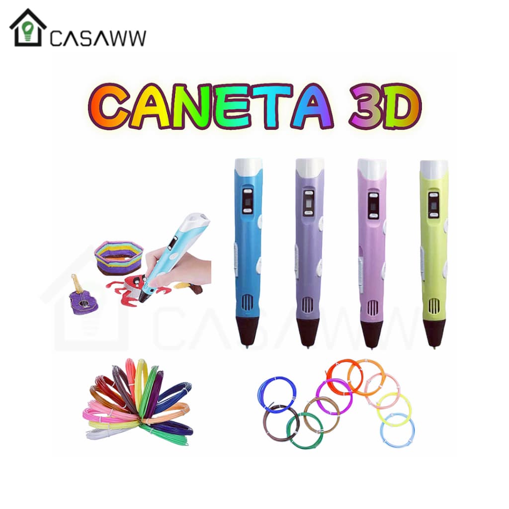 Caneta 3D Impressora Manual Infantil Filamentos 25M 50M 100M DIY  Pintura Desenho 3D Para Crianças