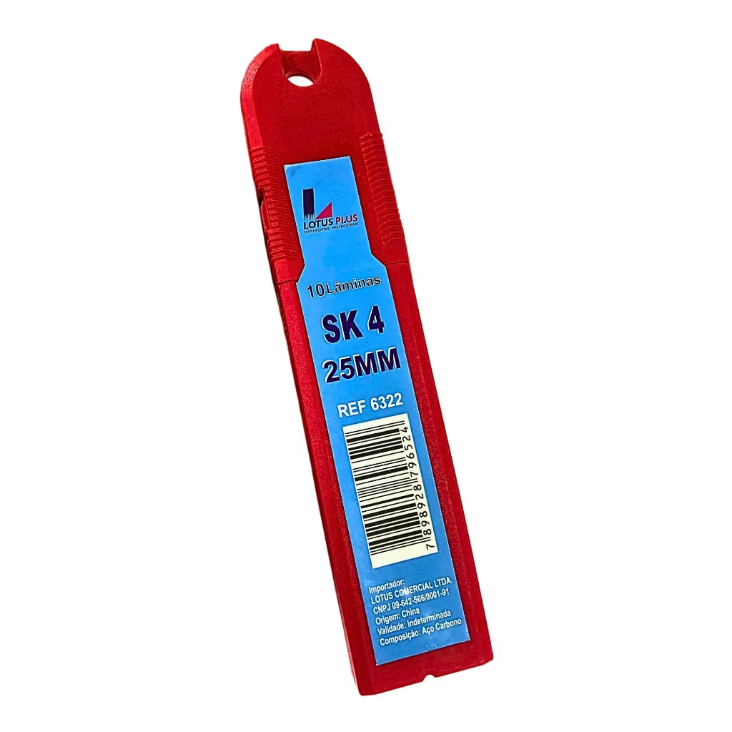 Lâminas Estilete Reforçadas 25mm SK5 Aço Plus Lotus – 10 Peças