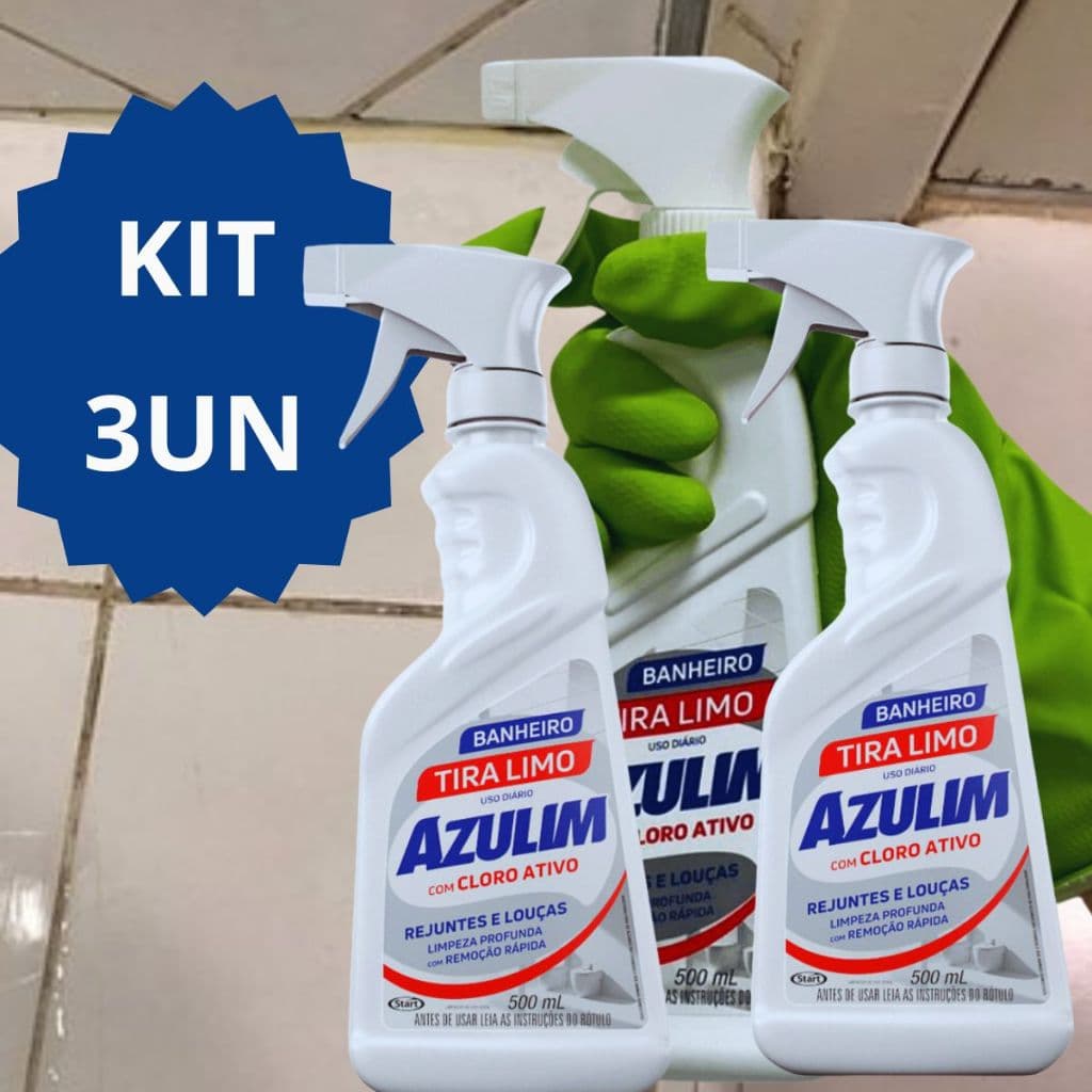 Kit 3 Spray Tira Limo de Banheiro Tira Mofo Sujeira do Box Rejunte Louças Cloro Ativo