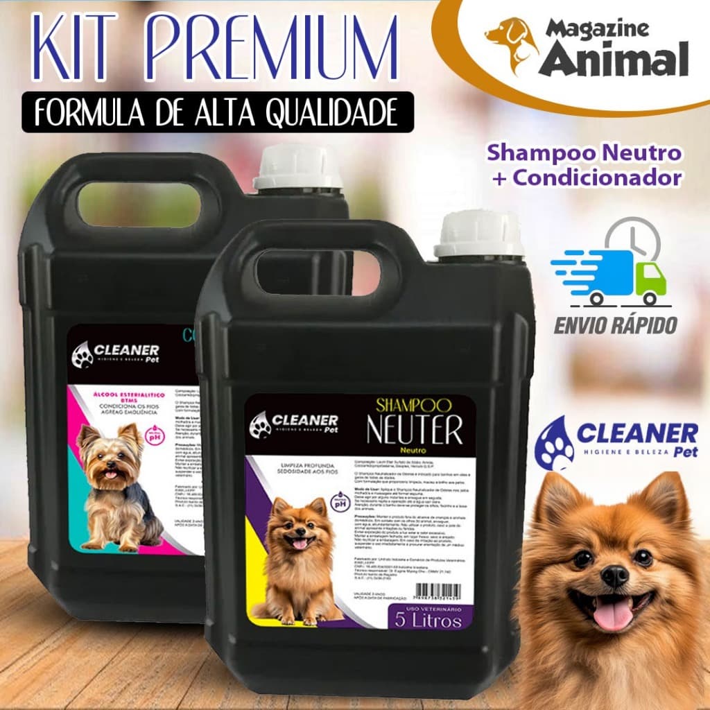 Kit Shampoo profissional Neutro 5 Litros + Condicionador profissional 5 Litros Cleaner Pronto uso
