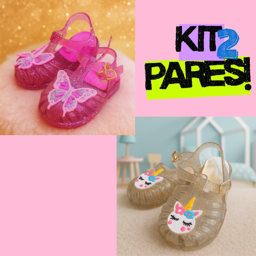 Kit 2 Pares Sandalia Infantil Menina Bebe Calçado de Criança Papete Infantil Feminina