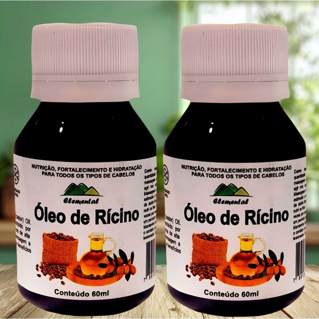02 Potes Óleo de Rícino para Crescimento de Cabelo 60ml