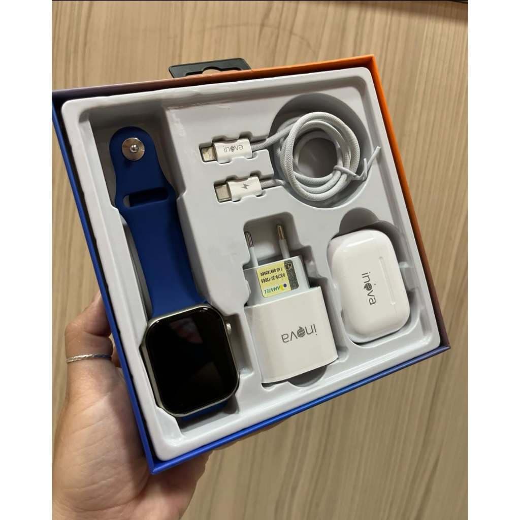Kit Smartwatch S27 Ultra Max + Fone Bluetooth TWS + Carregador Tipo-C p/ iPhone | Inova 4 em 1