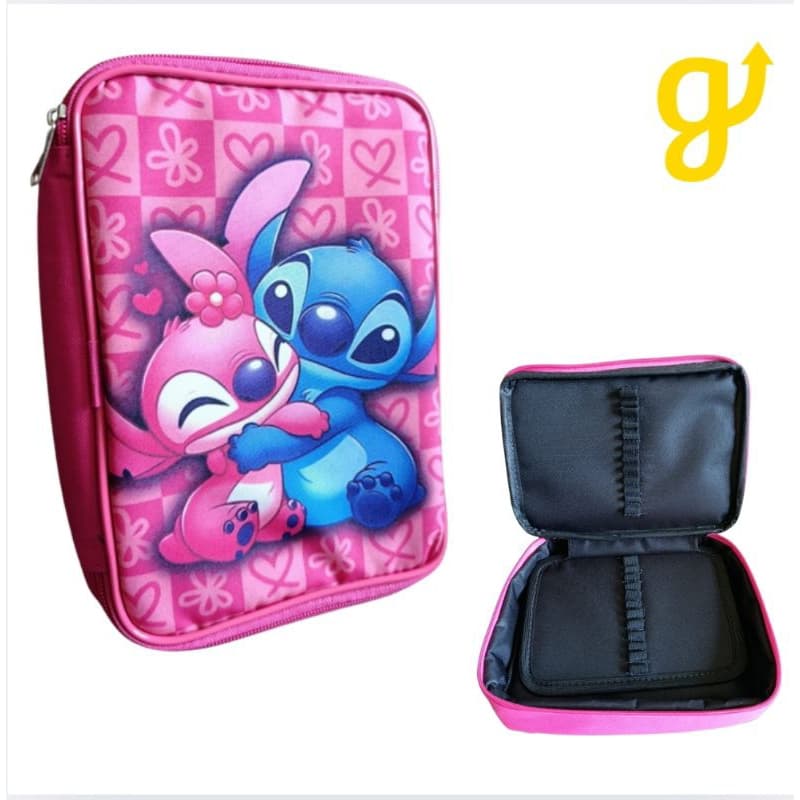 Estojo Box Stitch Angel 24 compartimentos Grande Escolar Personagens