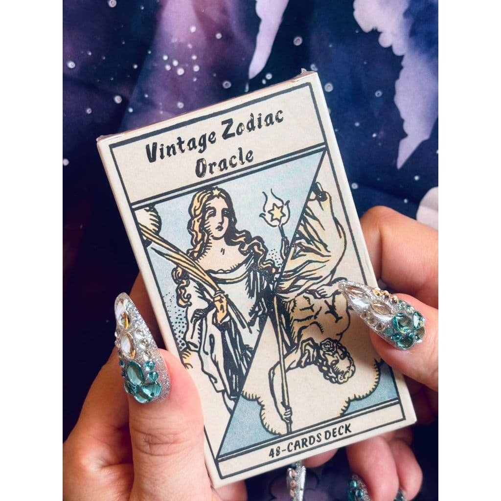 Baralho Vintage Zodiac Oracle com 48 Cartas Astrológicas Oráculo