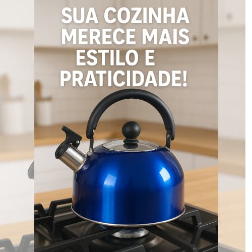 Chaleira Inox com Apito 2,5L Água Café Chá – Cabo Anatômico, Aquecimento Rápido, Alta Qualidade “Chaleira Inox”, “co