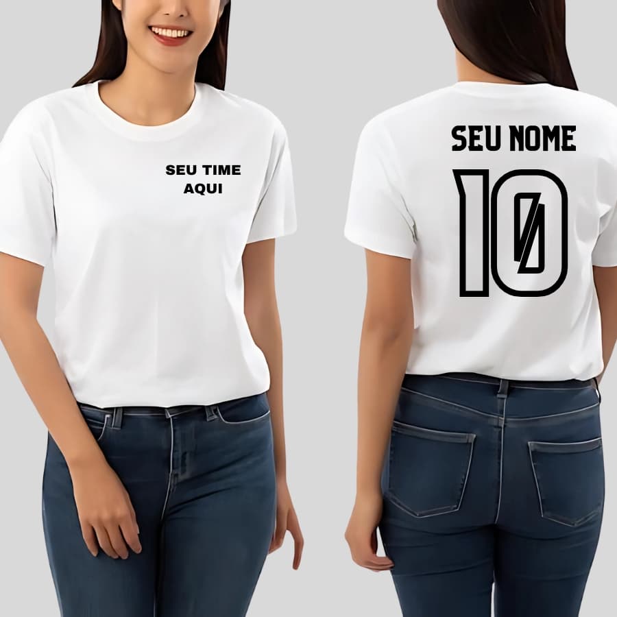 Camiseta T shirt Camisa Feminina Personalizada Com Seu Nome e Time / Blusa Baby Look Personalizada