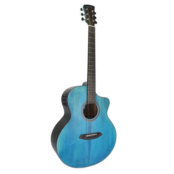 Violão Elétrico Coral 40" - Tampo Sólido Em Spruce - Blue Wood - Eq 3 Bandas