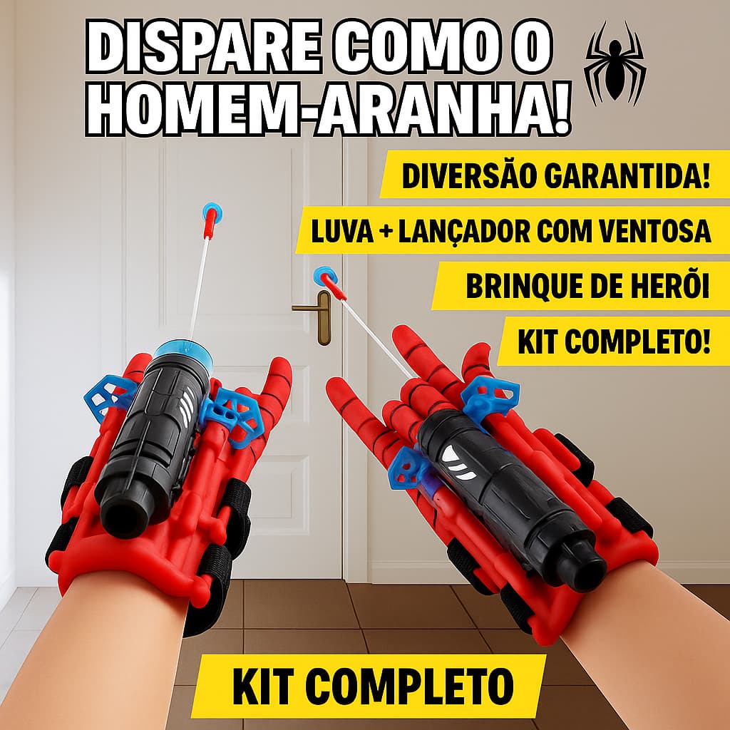 Kit até 2 Luvas Lançador Teia Homem-Aranha com Dardos Ventosa – Ação e Diversão para Crianças!