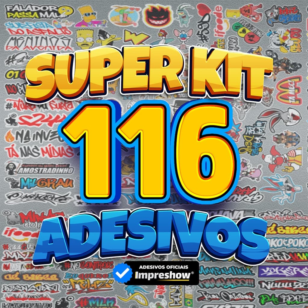 Super Kit 116 Adesivos Vinil Impermeáveis Bike Moto Capacete Carro Notebook 2 Cartelas 24x34cm