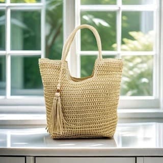 Bolsas de ombro femininas para  palha praia, chique, bolsa Hobo para férias, lazer, com fecho de zíper