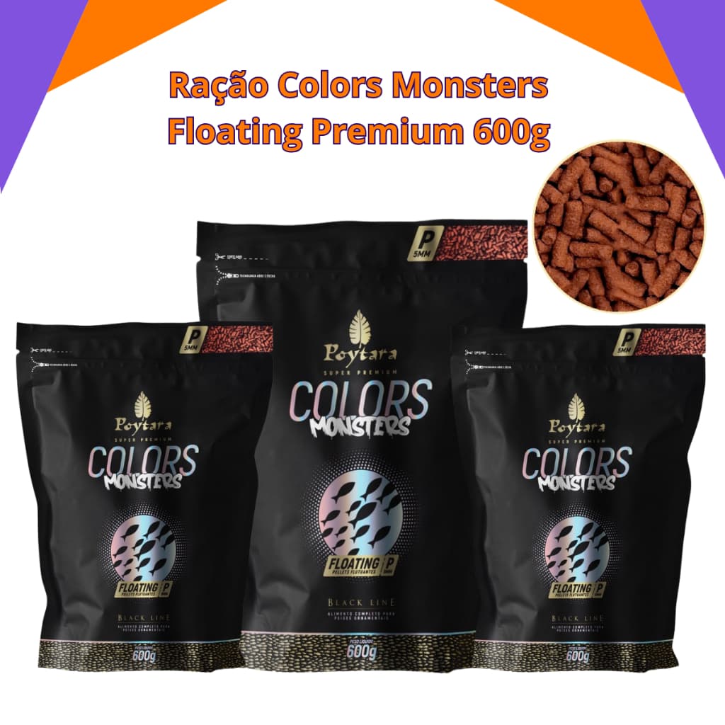 Ração Colors Monsters floating Premium Poytara G 600g