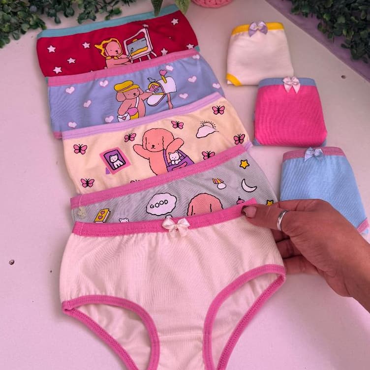 Kit 10 Calcinhas Infantil De Algodão Ultra Confortável Toque Suave e Lisa Desfralde Menina