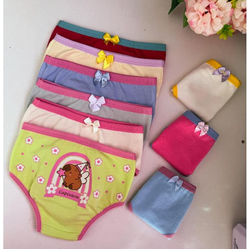 Kit 5 Calcinhas Meninas Infantil Toque Suave Algodão Tanga para Desfralde Proteção e Conforto