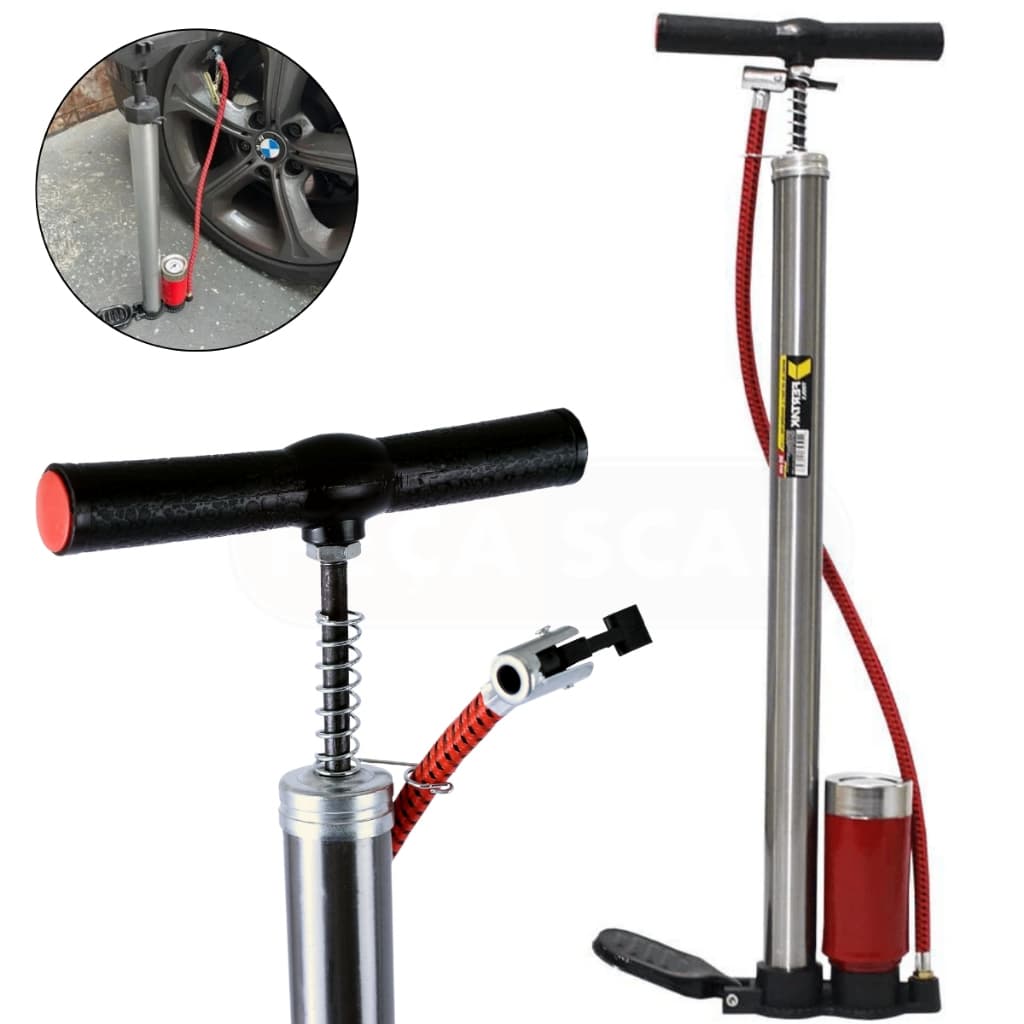 Bomba de Ar Vertical Portátil P/ Encher Pneus, Carro, Bike - Fertak
