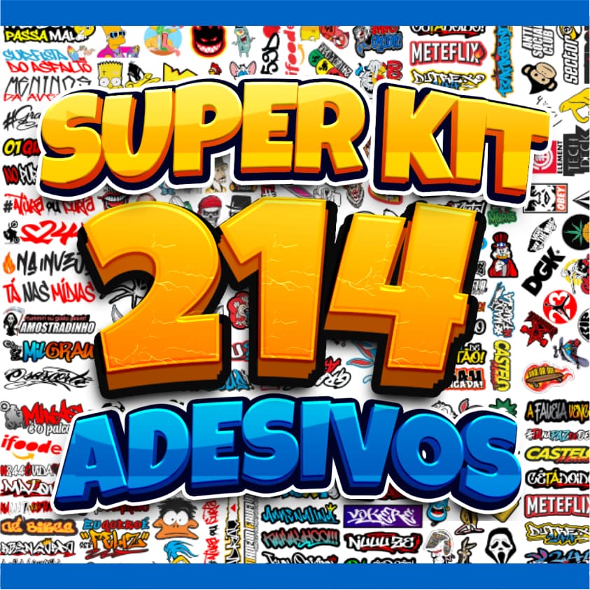 Super Kit 214 Adesivos Vinil Impermeáveis Bike Moto Capacete Carro Notebook 4 Cartelas 24x34cm