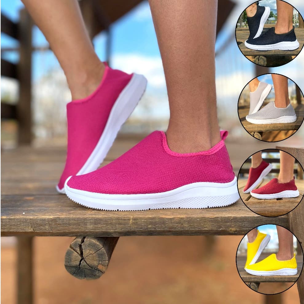 Tênis Infantil Meia Menina Calce fácil Caminhada Escola Leve Slip On Calceus