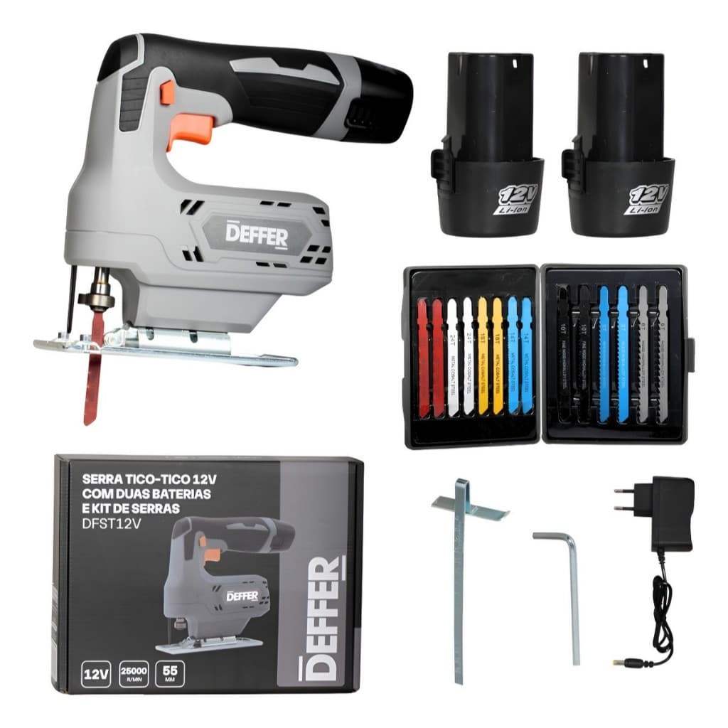 Serra Tico-tico Profissional Com 2 Baterias e Kit 14 Serras Deffer