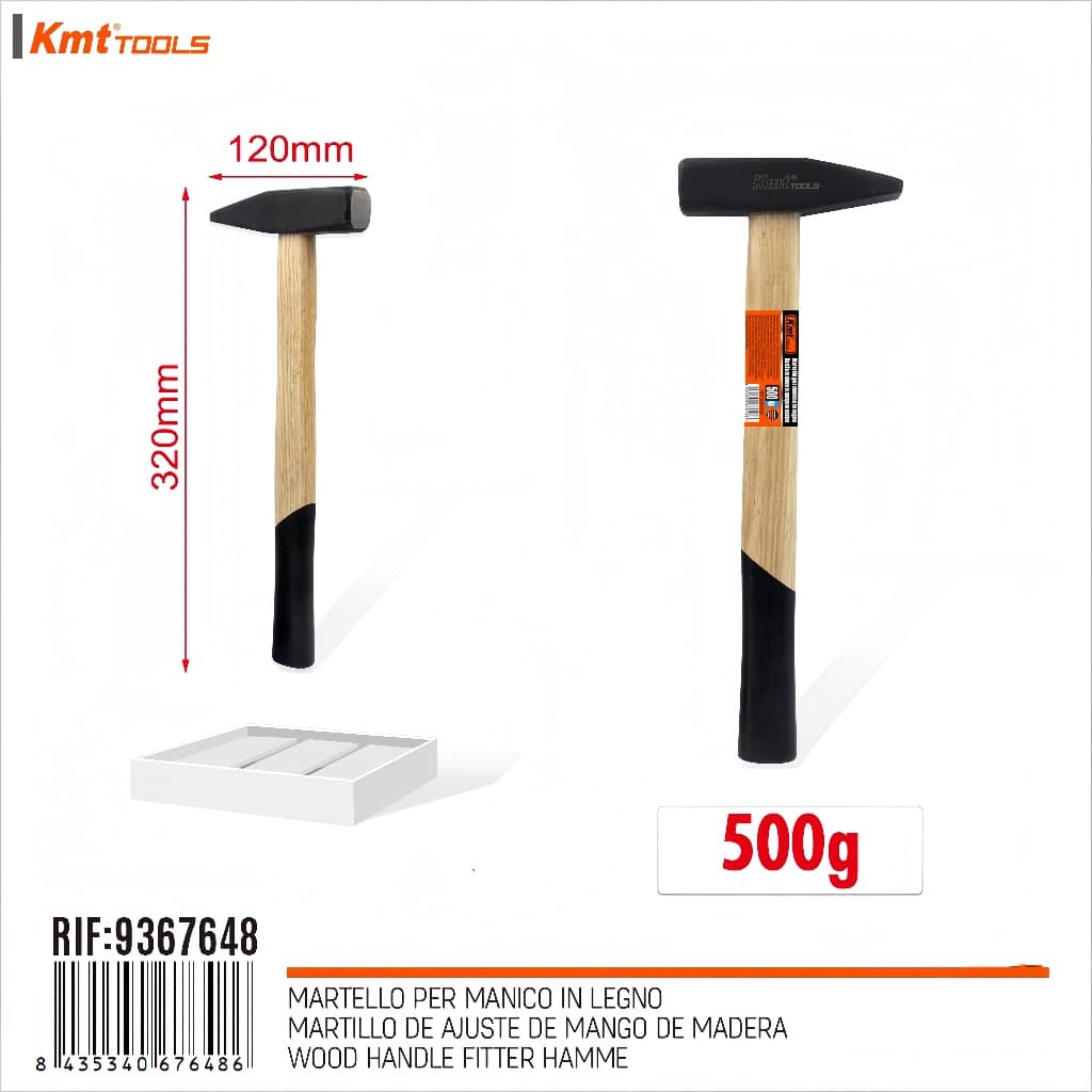 Martelo com Cabo de Madeira 500g – Kmt Tools  Martelo para Carpintaria | Martelo Profissional