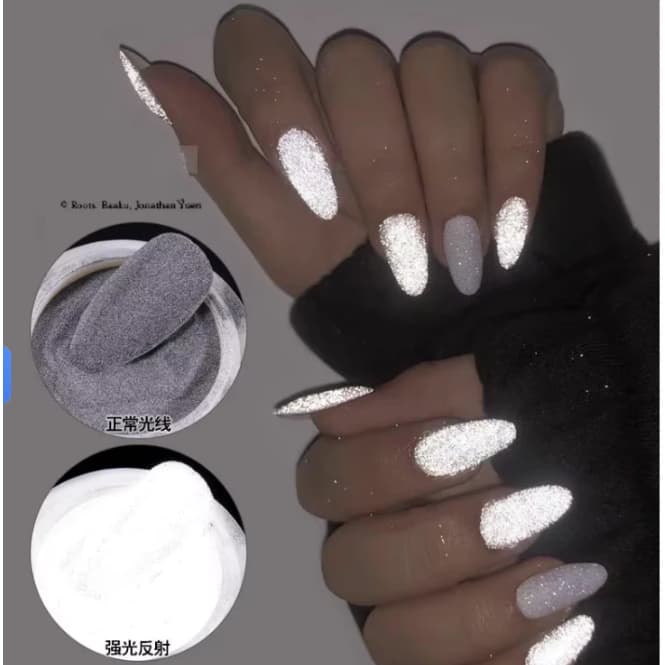 Pó Brilhante Noturno Decoração Reflexiva Para Unhas Microsfera Pigmento Luminoso Brilhoso