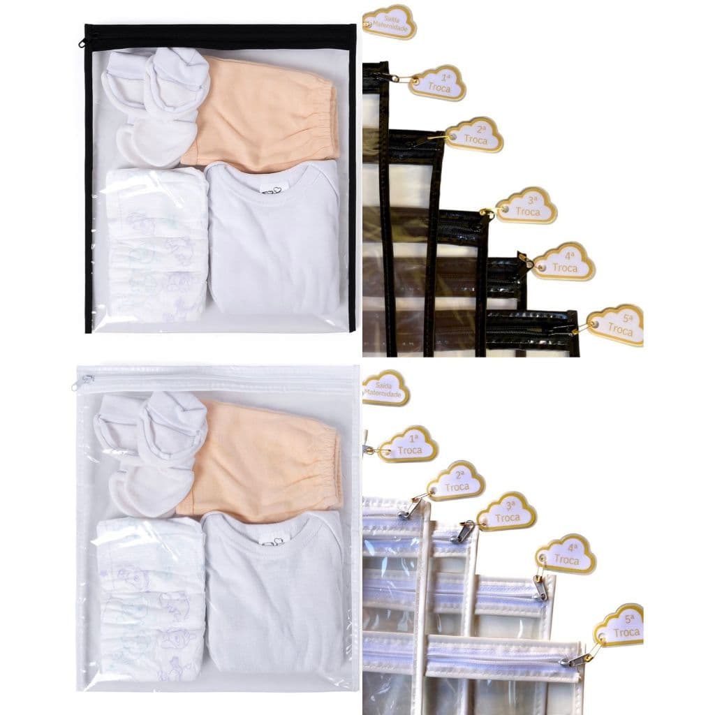 Kit 6 Saquinho Maternidade C 6 Tag De Identificação Envelope Com Zíper