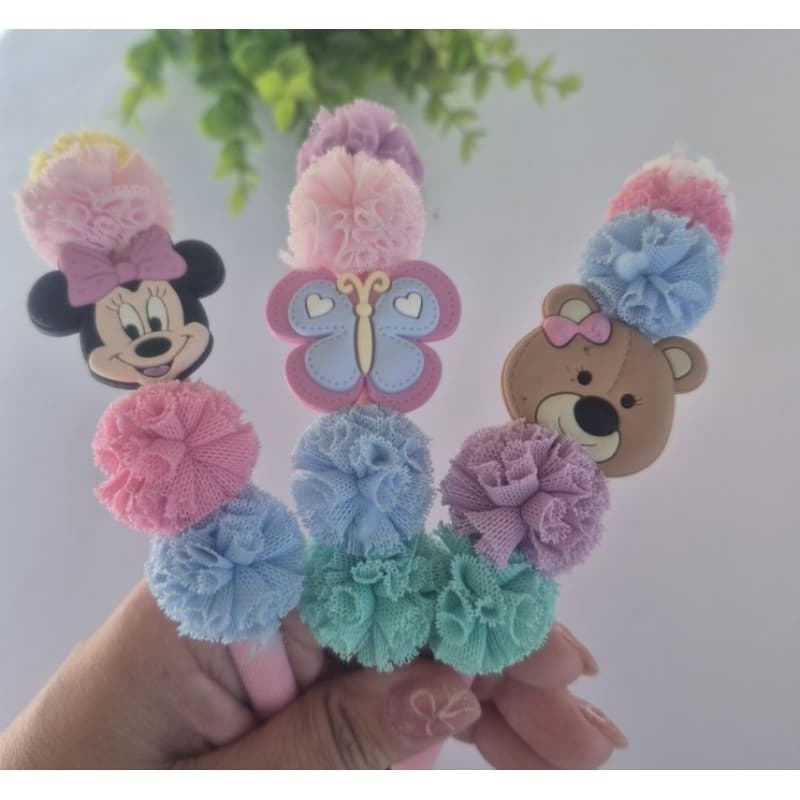 Tiara Pompom Colorida Temática Menina Envio Imediato