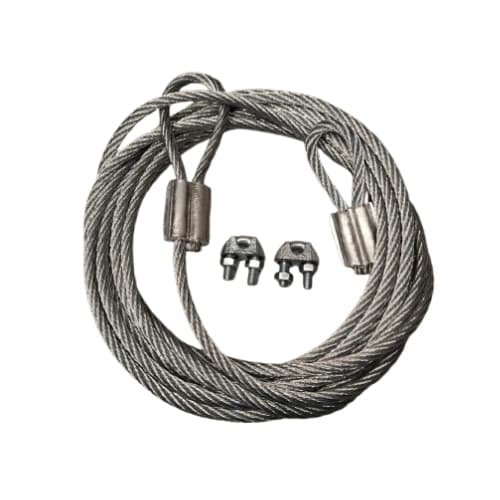 Kit Cabo de Aço 3/16 com 2 Metros de comprimento + Olhal + Grampos