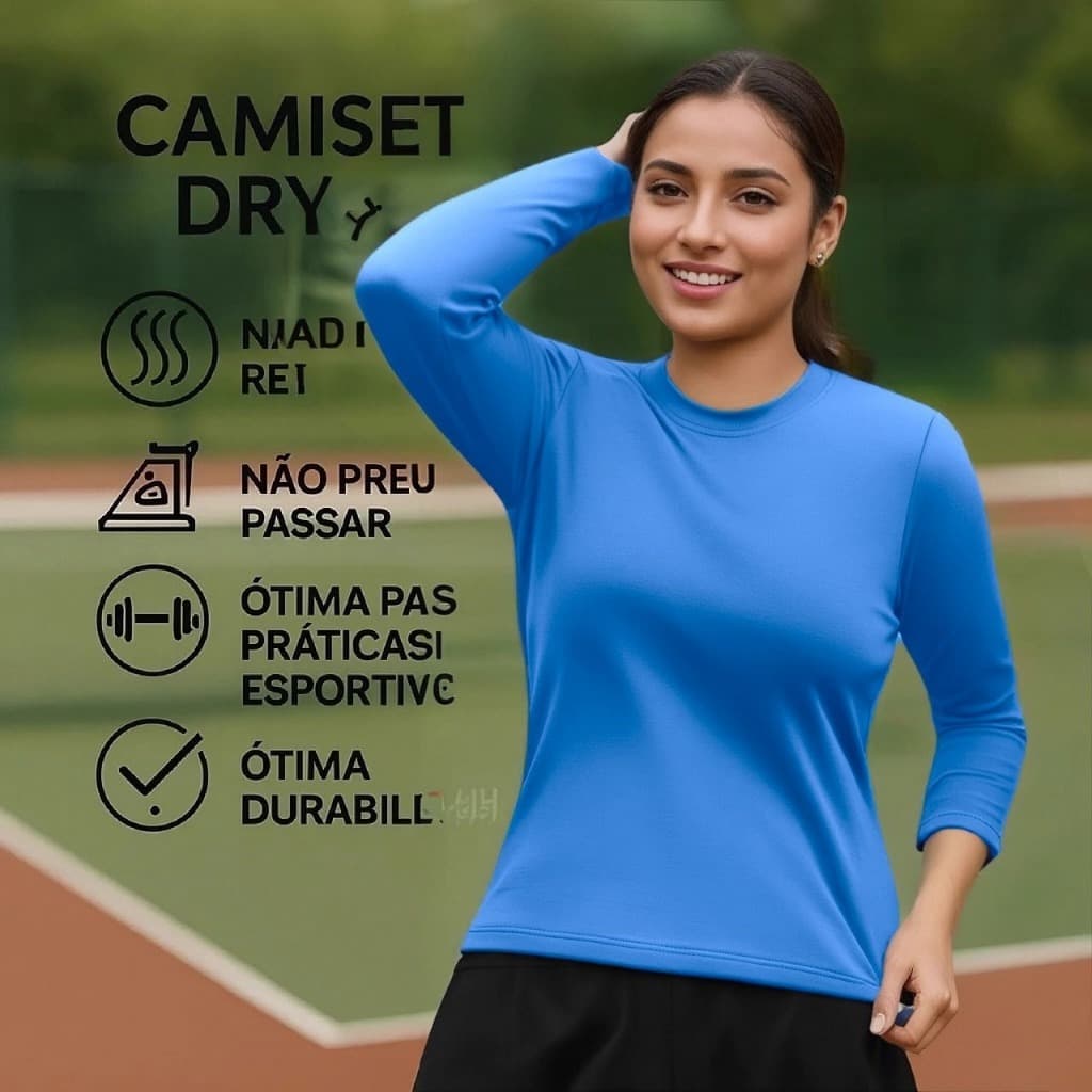 Camisa Feminina Blusa Malha Fria Dry Fit Feminina Corrida Academia Manga Longa