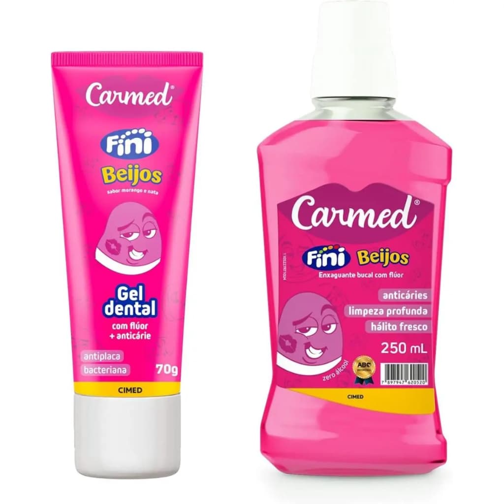 Kit Enxaguante Bucal + Creme Dental Beijos Fini Carmed Cimed