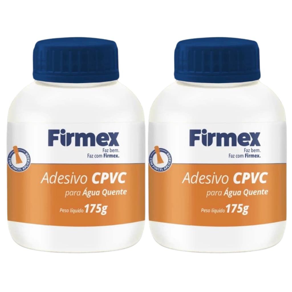 2 Cola Para Cano PVC CPVC Água Fria Quente 1 Adesivo Plástico 175g Com Pincel