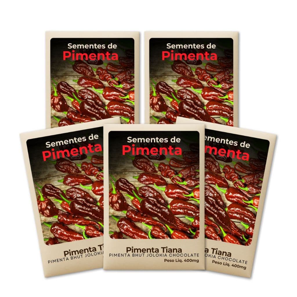 Pimenta Bhut Jolokia Semente Chocolate plante em casa, horta urbana ou vasos com facilidade -Kit 5 unidades