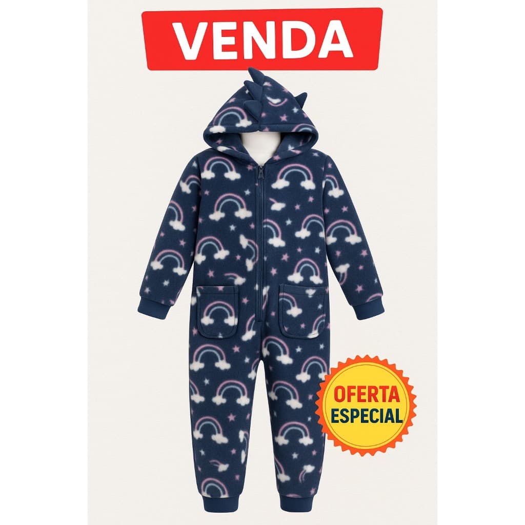 Pijama macacão kids soft quentinho frio infantil criança oferta especial