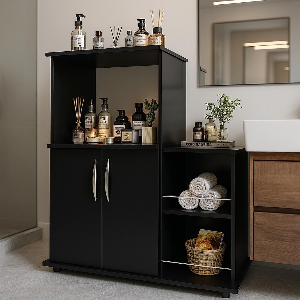 Armário Fruteira Forno C/ Nicho Suporte para Microondas e Balcão Multiuso com Rodinhas