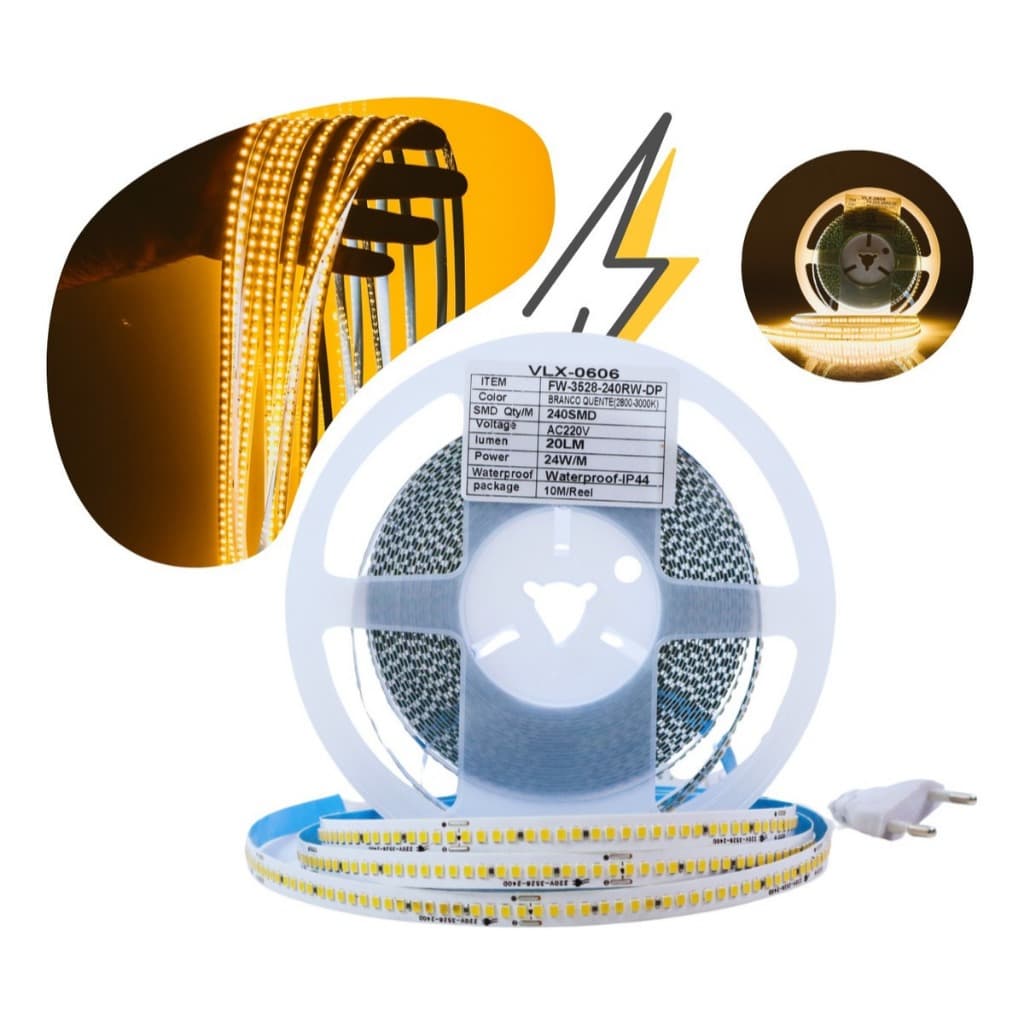 Fita Led 220v Direta 3528 24w/m 240leds/m 10m