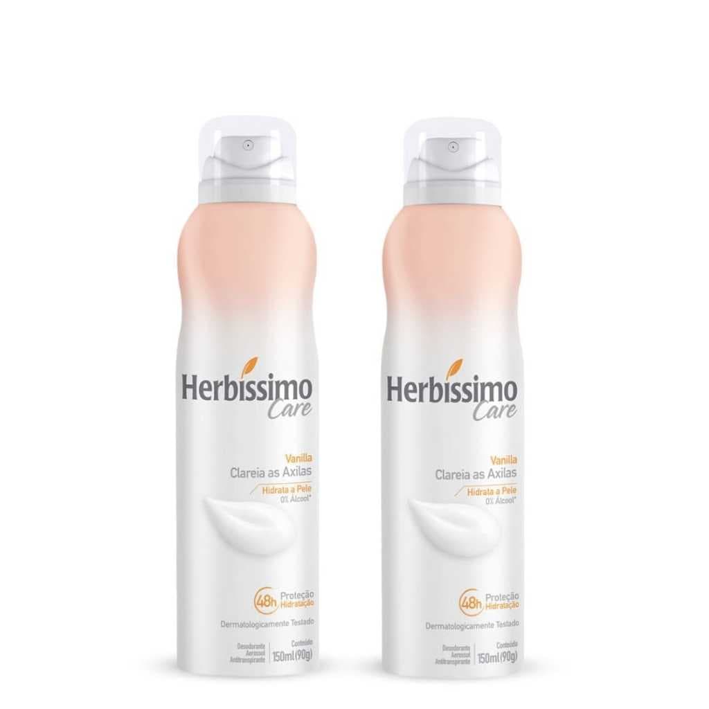 Kit Desodorante Aerossol Antitranspirante Herbissimo Care Vanilla c/2 unidades