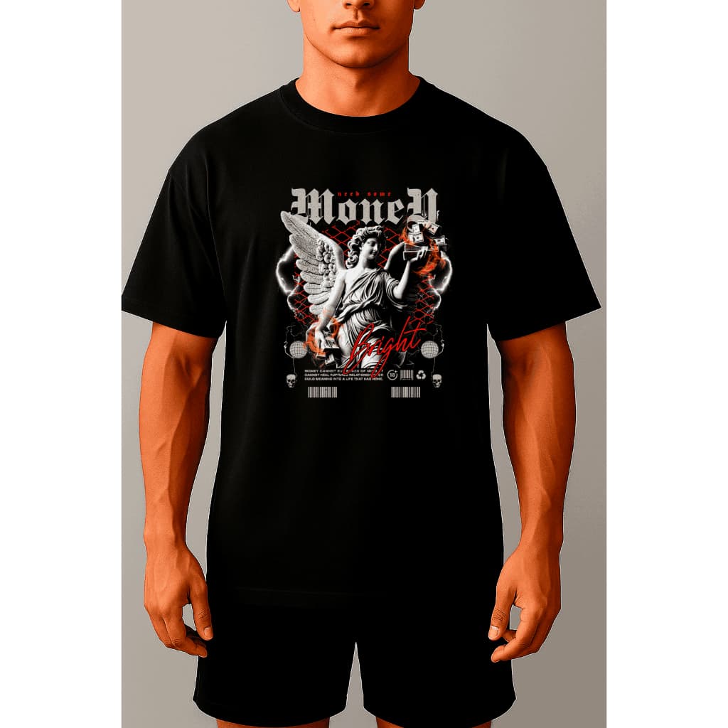 Camiseta Oversized Anjo Barroco | Streetwear Urbano Conceitual | Algodão Premium Unissex